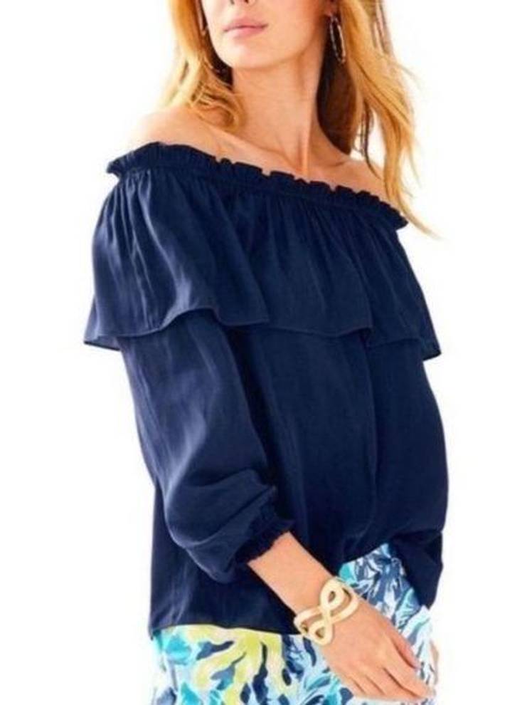 Lilly Pulitzer Dee Strapless Off Shoulder Navy | Color: Blue | Size: M