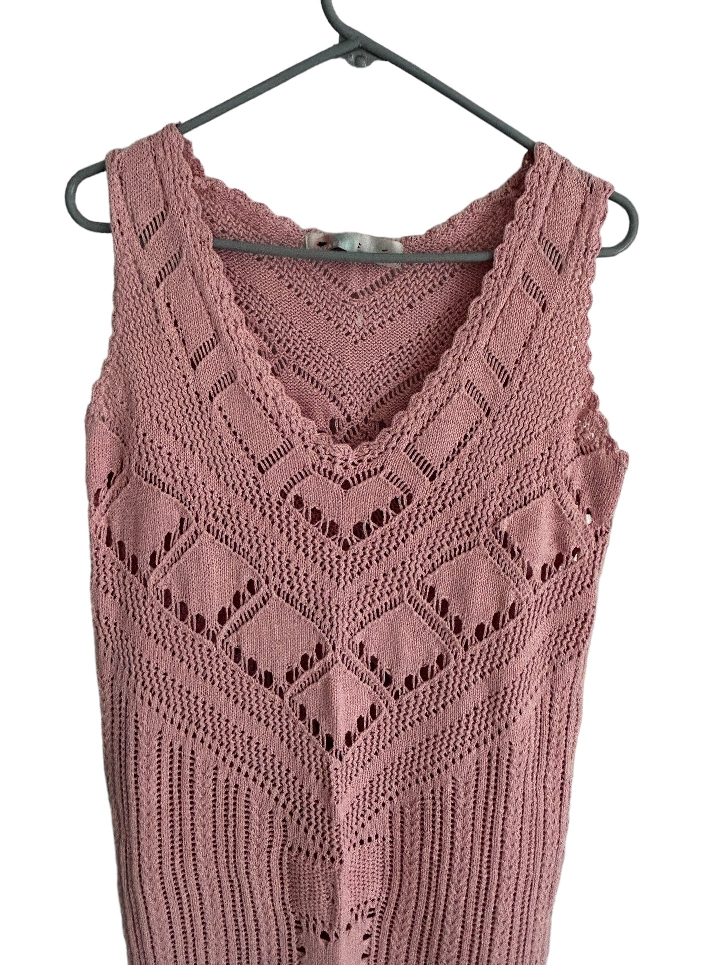 Free People Beach Pink Sleeveless Santorini Fauxchet Sweater Dress Size S