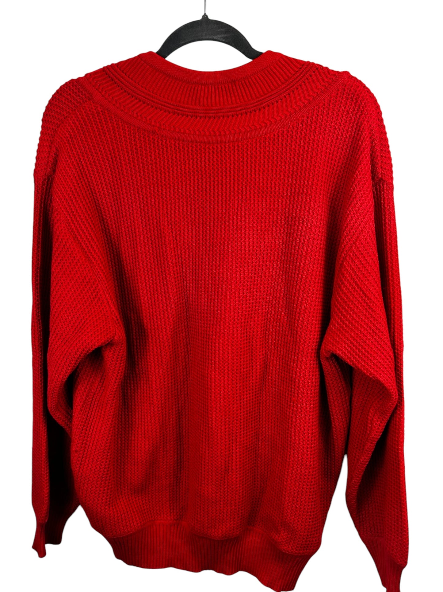 St. Croix Knits Men's Red 100% Zephyr Wool V-Neck Knit Sweater - Size L