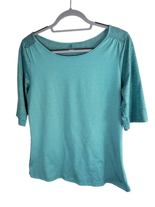 Prana Kaylin Teal Aqua Performance Breathable Mesh Shirt Women's Sz XL