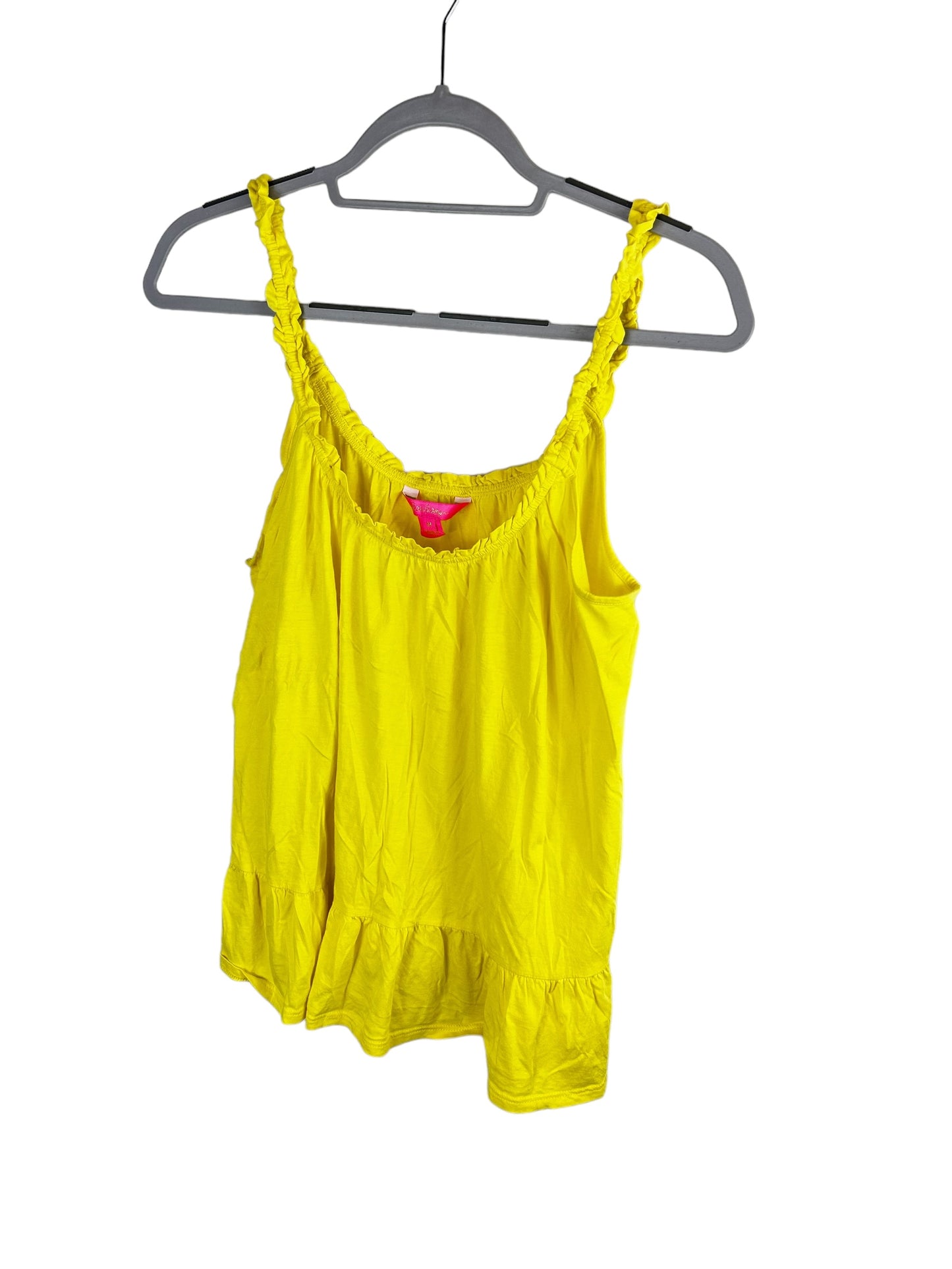 Lilly Pulitzer Scoop Neck Ruffle Strap Swing Flounce Loro Tank Top Yellow Medium