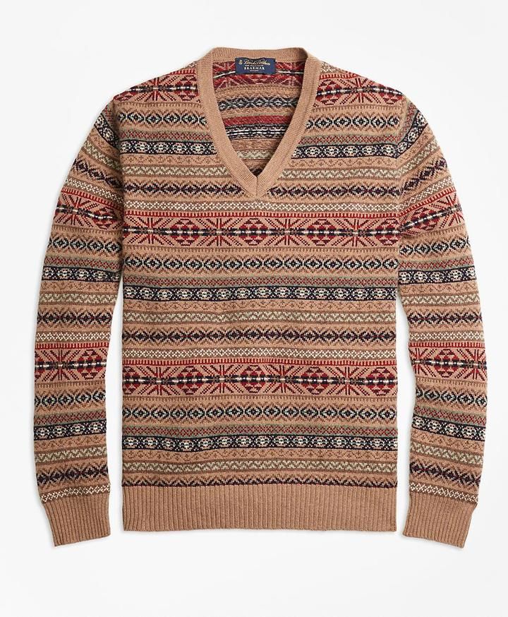 Brooks Brothers Braemar for Fair Isle V-Neck Sweater