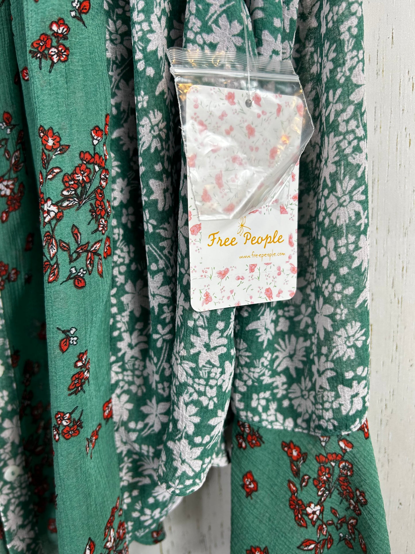 Free People Serena Printed Blouse in Emerald Combo
NWT