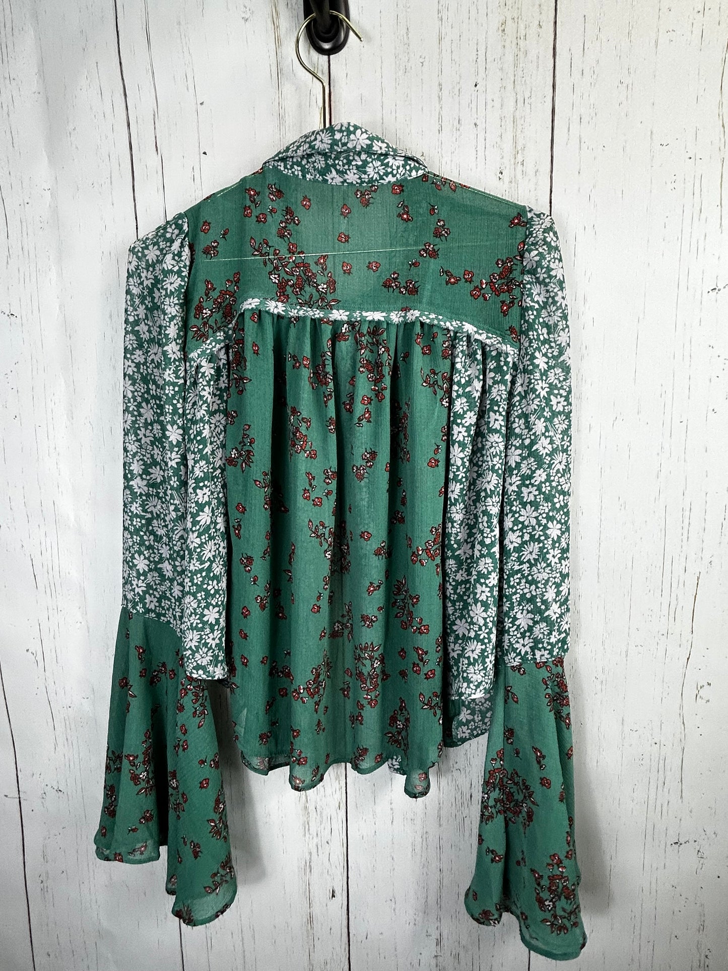 Free People Serena Printed Blouse in Emerald Combo
NWT