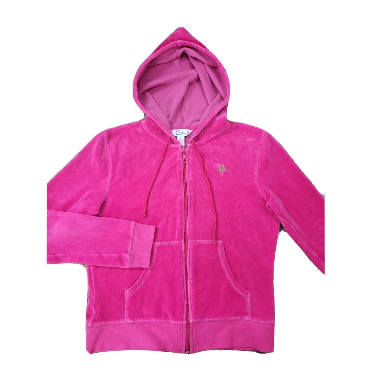 Lilly Pulitzer Women's medium Track Jacket Hooded Sweater Barbiecore PINK