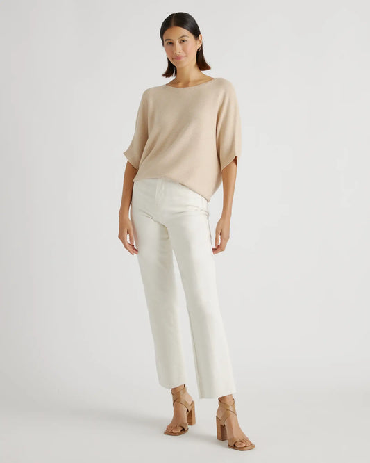 Quince Lightweight Cotton Cashmere Link-Stitch Dolman Sweater