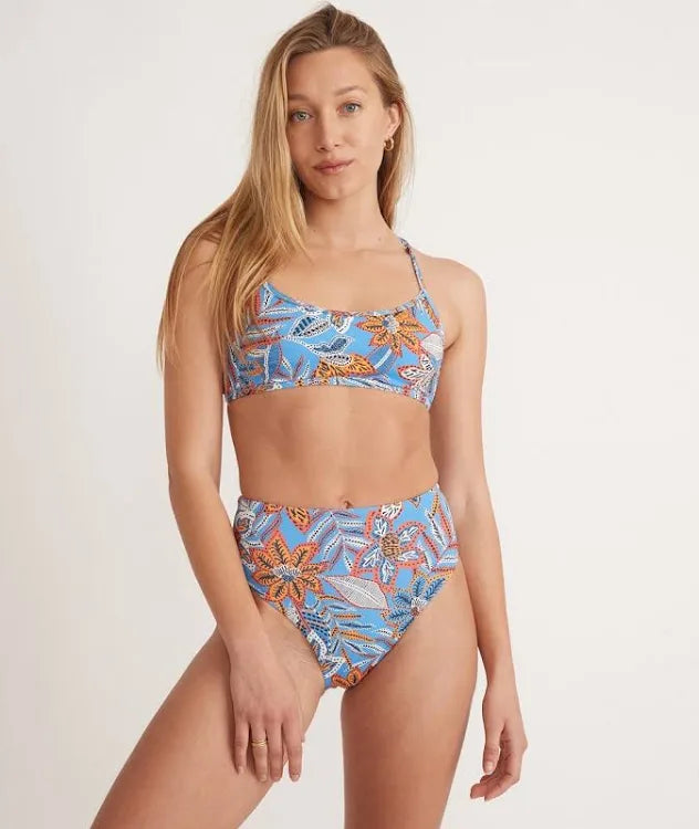 Marine Layer Crossback Bikini Top & Bottom in Blue Tropical