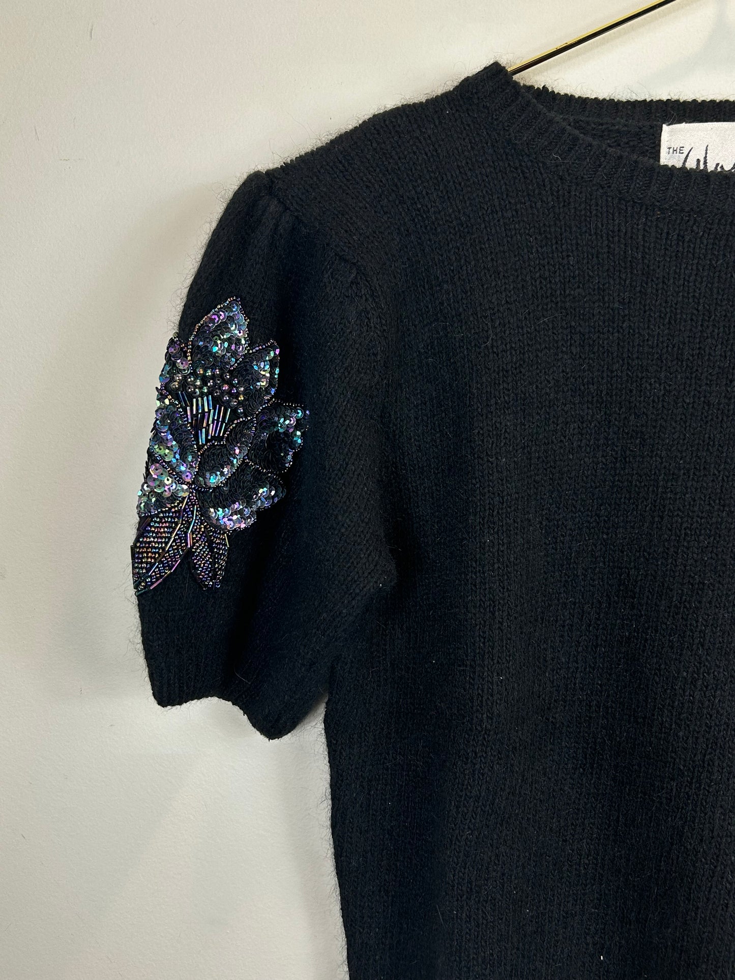 Vintage silk angora sweater with embellished details