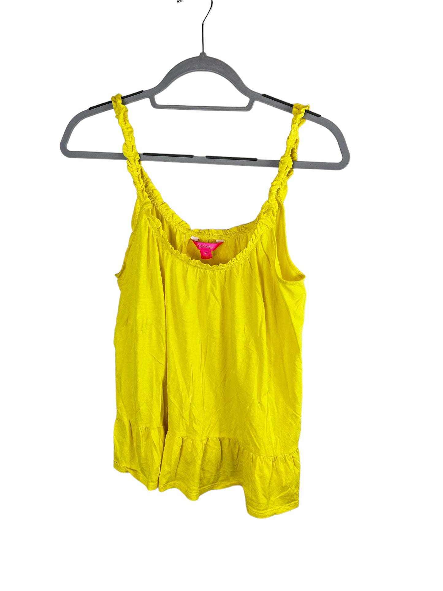 Lilly Pulitzer Scoop Neck Ruffle Strap Swing Flounce Loro Tank Top Yellow Medium