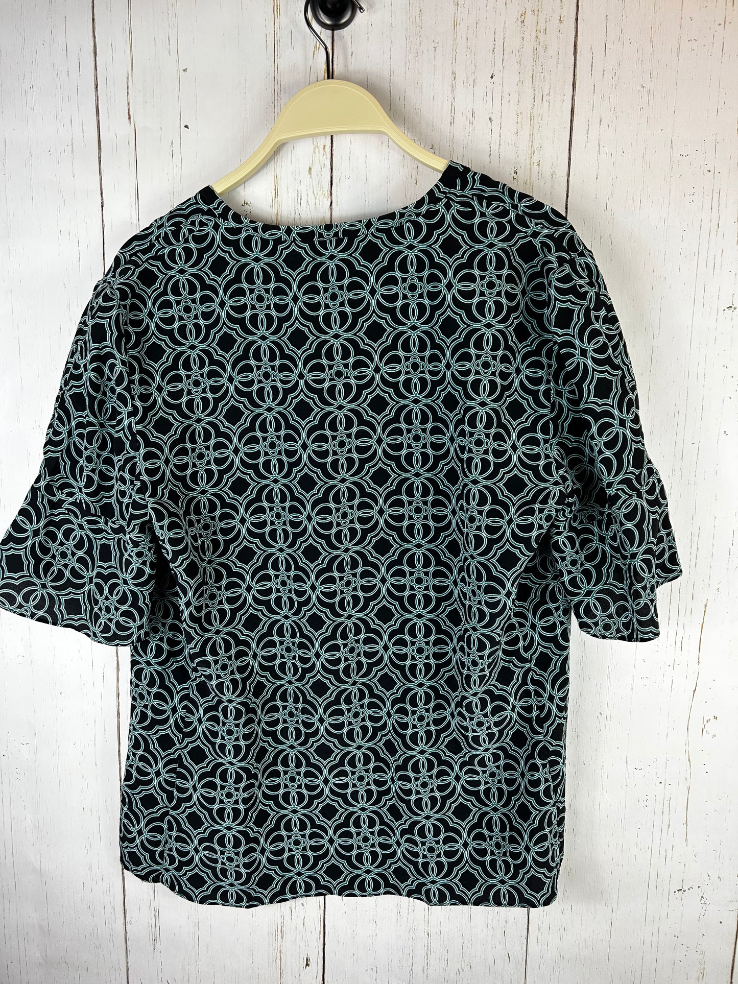 Tory Burch Massey Tunic Split Neck Print Silk Short Sleeve Top Sz 10