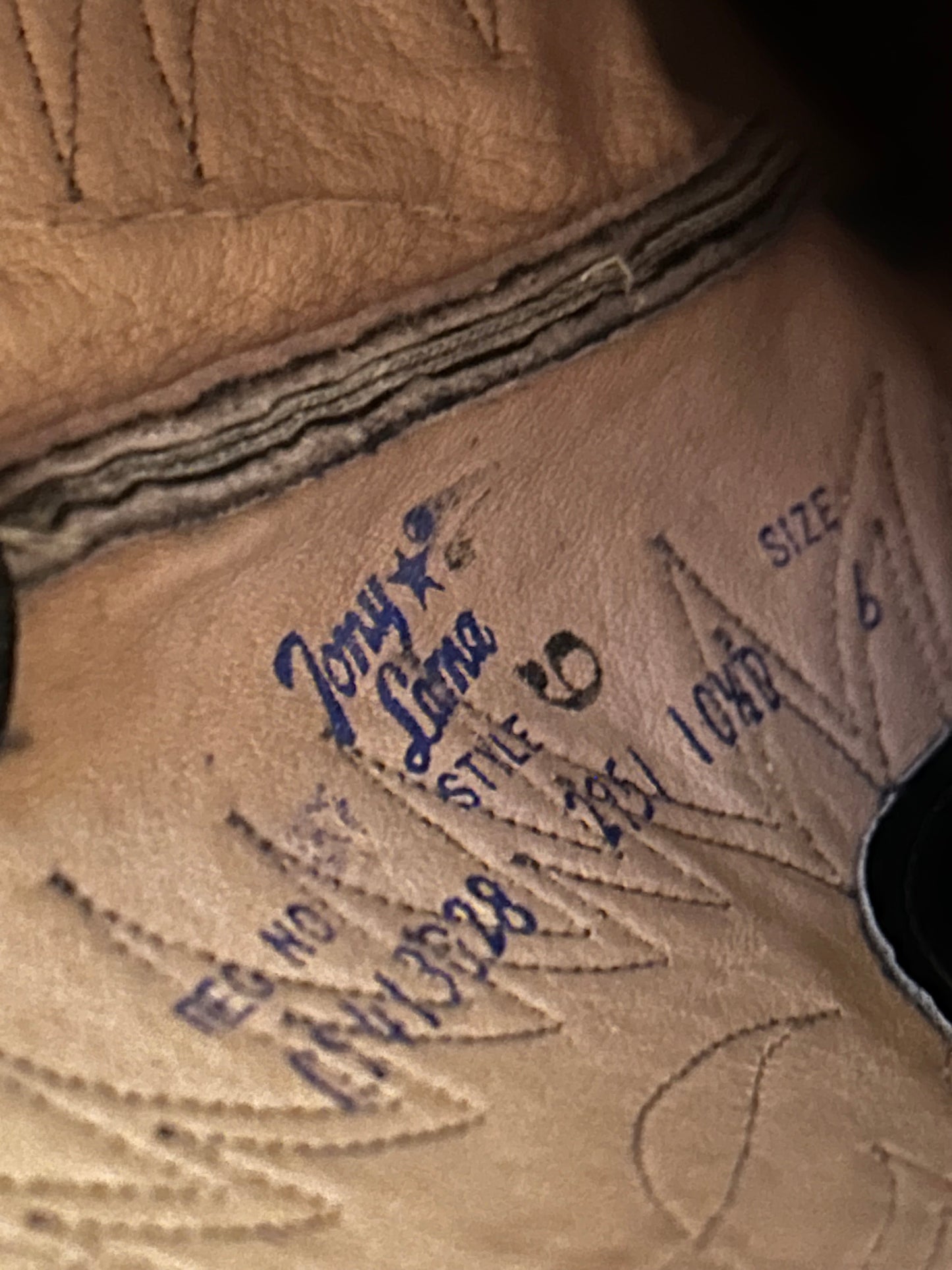 TONY LAMA Men's Black Leather Western Cowboy Embroidered Boots Size 10 1/2  # S2951