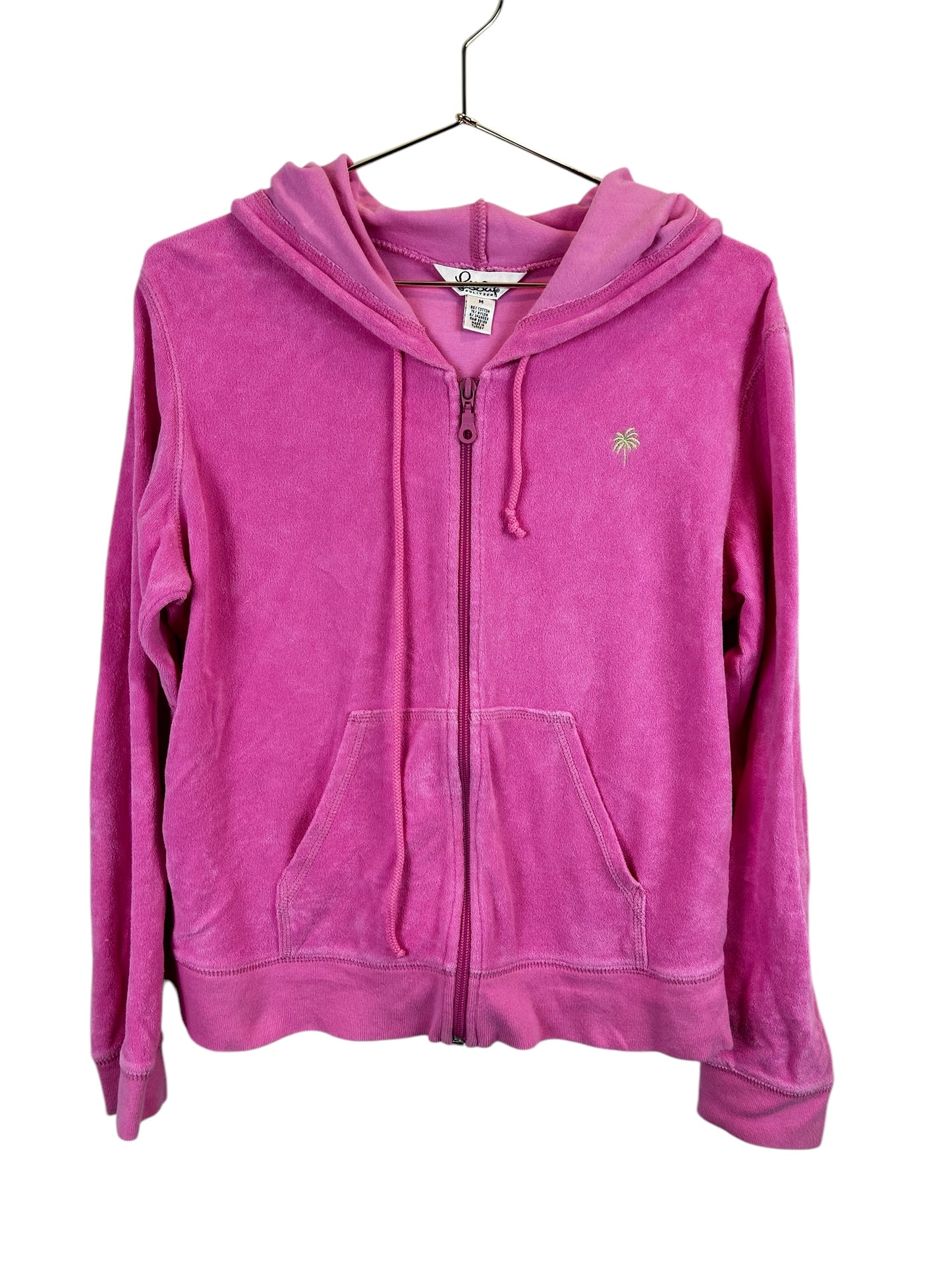 Lilly Pulitzer Women's medium Track Jacket Hooded Sweater Barbiecore PINK