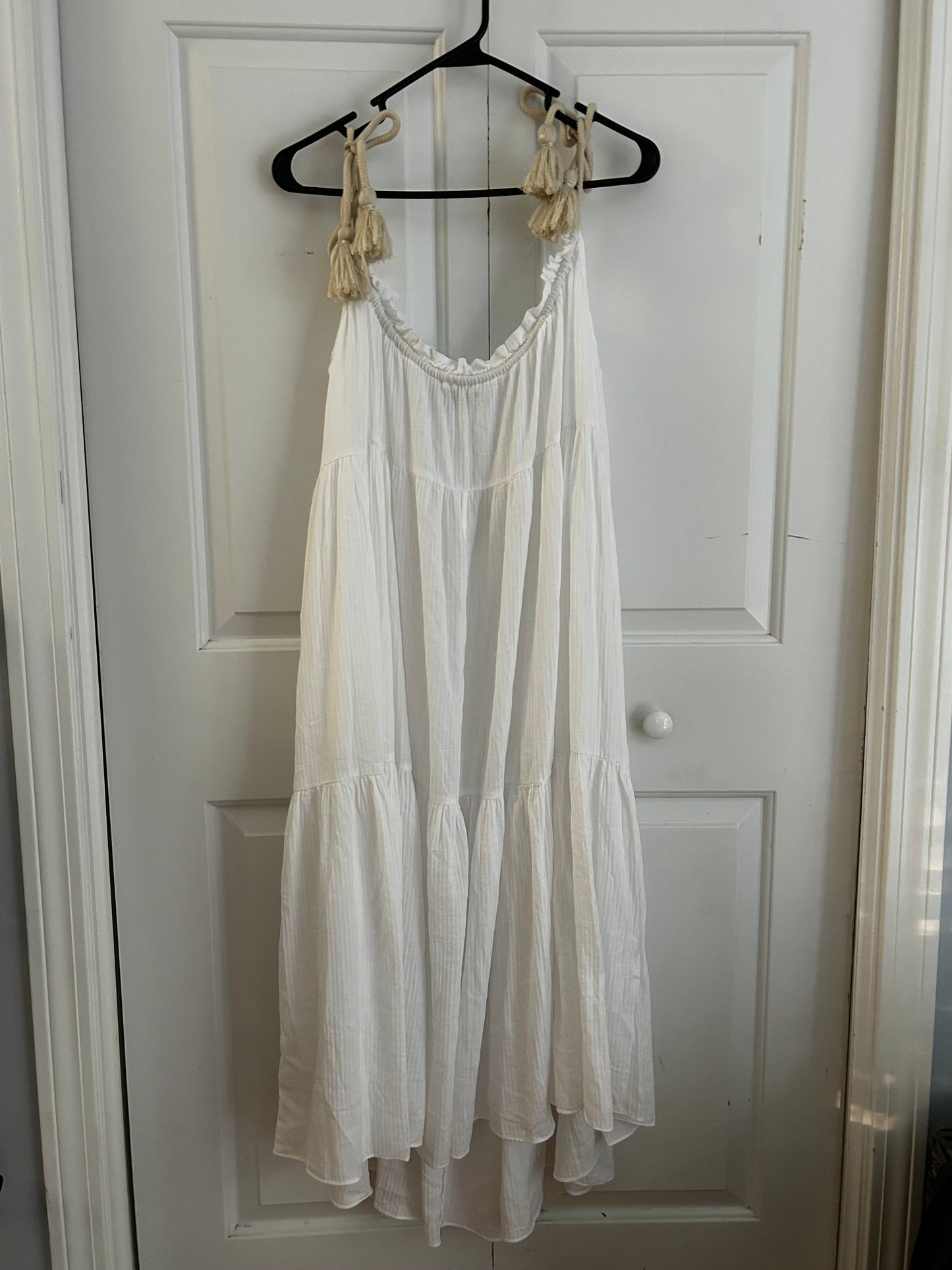 J. Crew NWT Tiered rope-tie sundress- white.