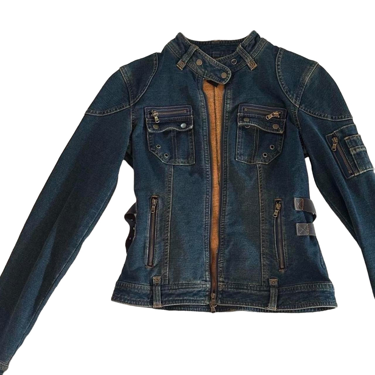 Express Vintage Womens Denim Moto Jean Jacket