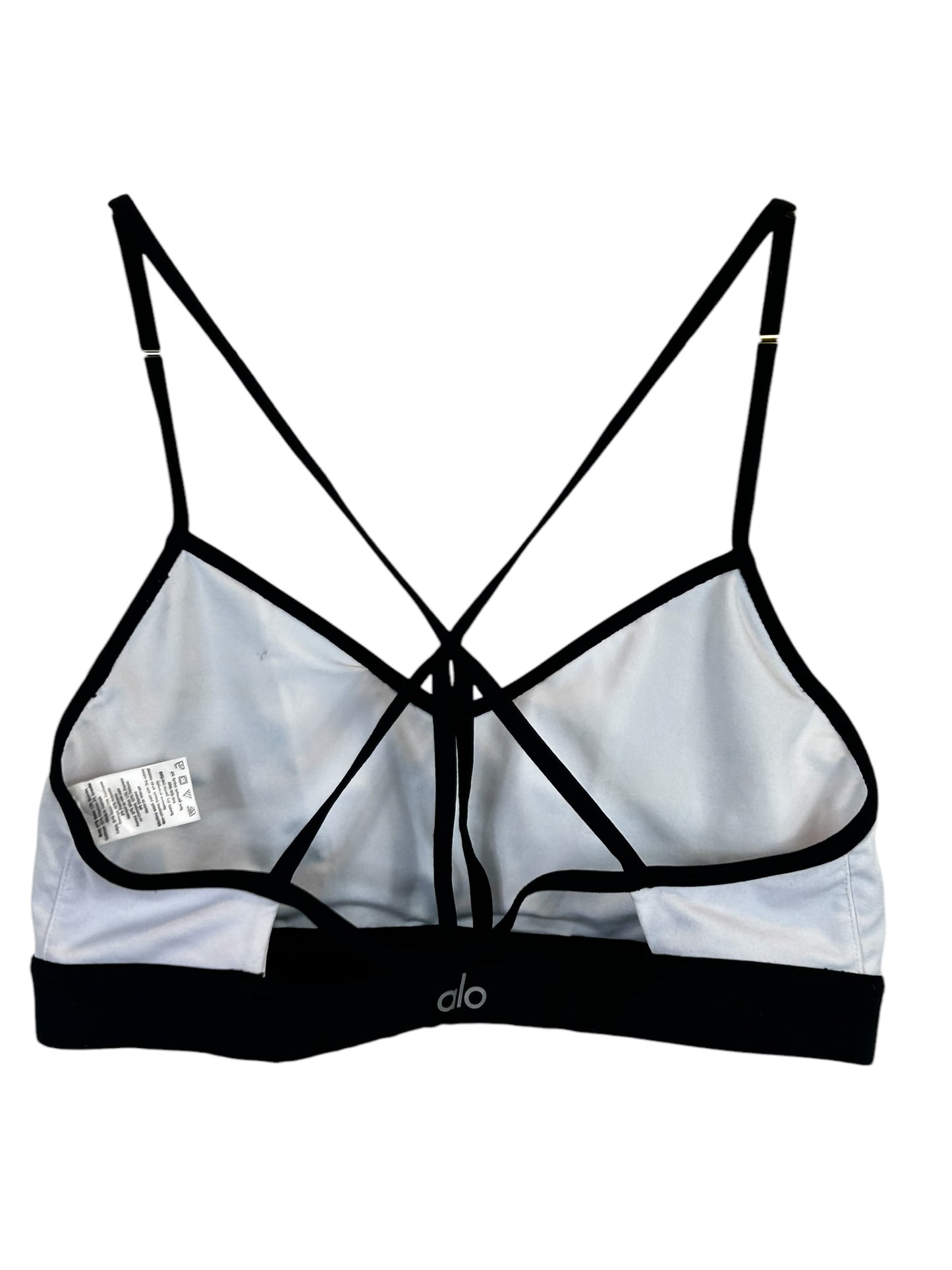 Alo Yoga Radiance Strappy back Sports Bra Black White Lined Women's Size M