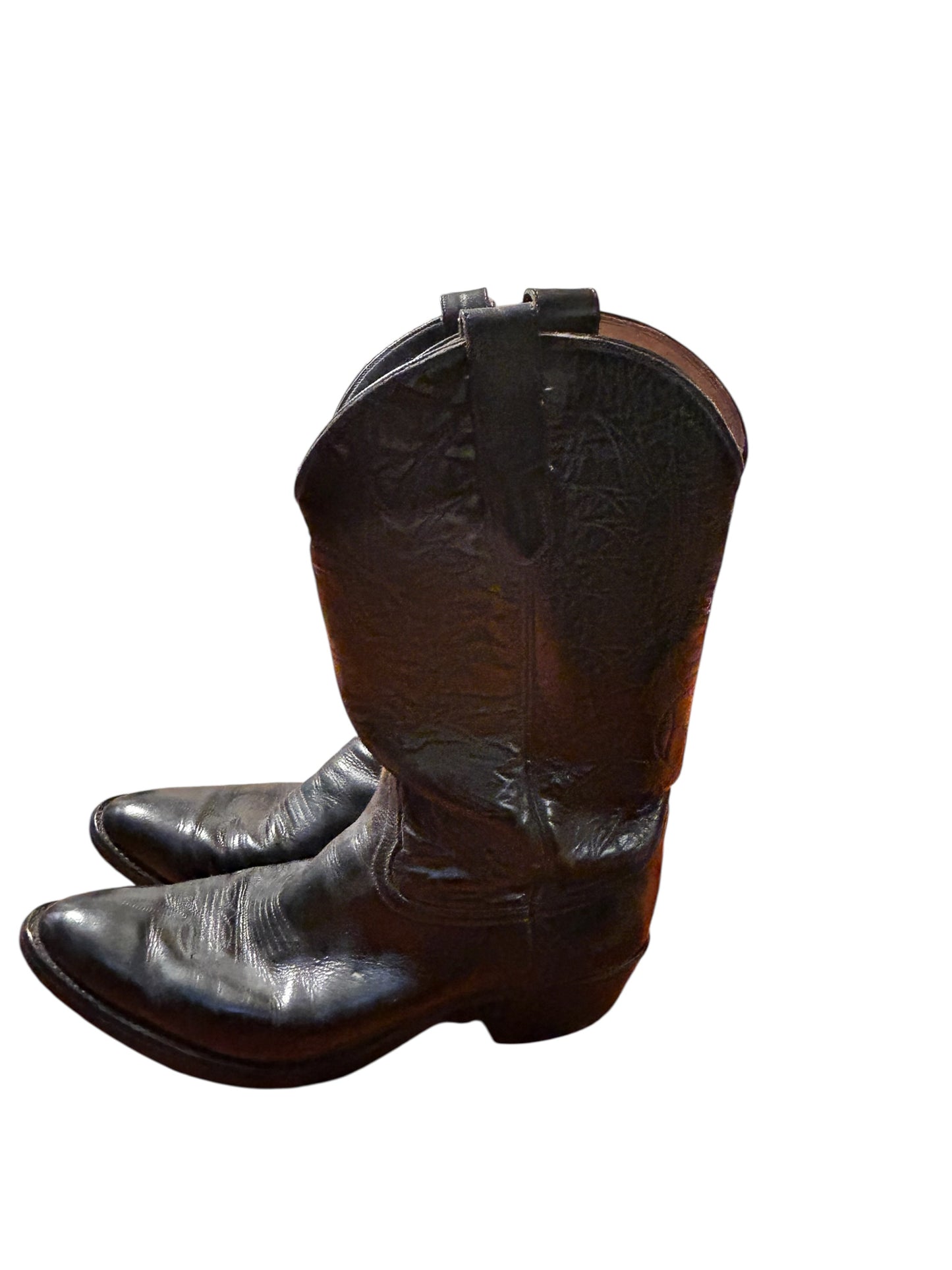 TONY LAMA Men's Black Leather Western Cowboy Embroidered Boots Size 10 1/2  # S2951