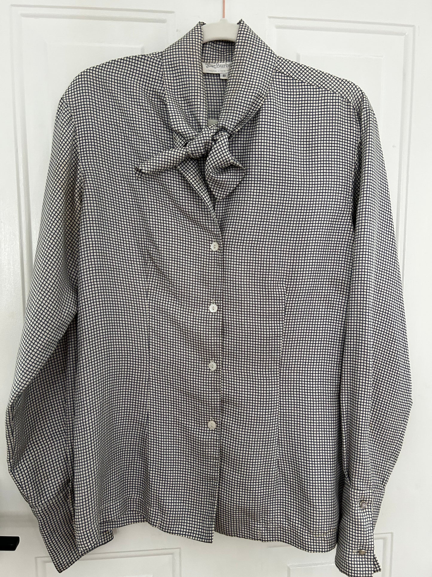 Burberrys (name prior to 1999) vintage women’s silk long sleeve shirt blouse top