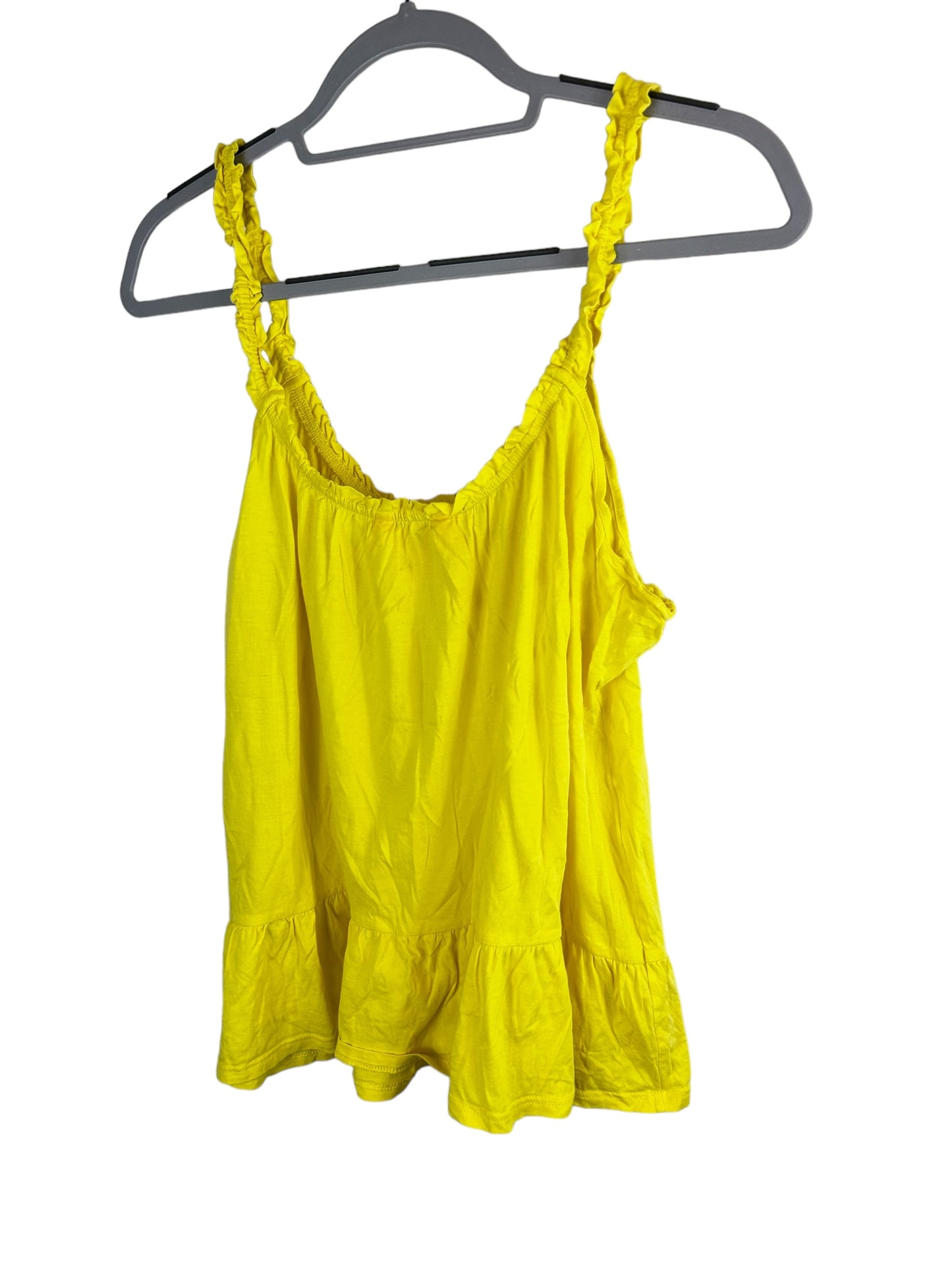 Lilly Pulitzer Scoop Neck Ruffle Strap Swing Flounce Loro Tank Top Yellow Medium