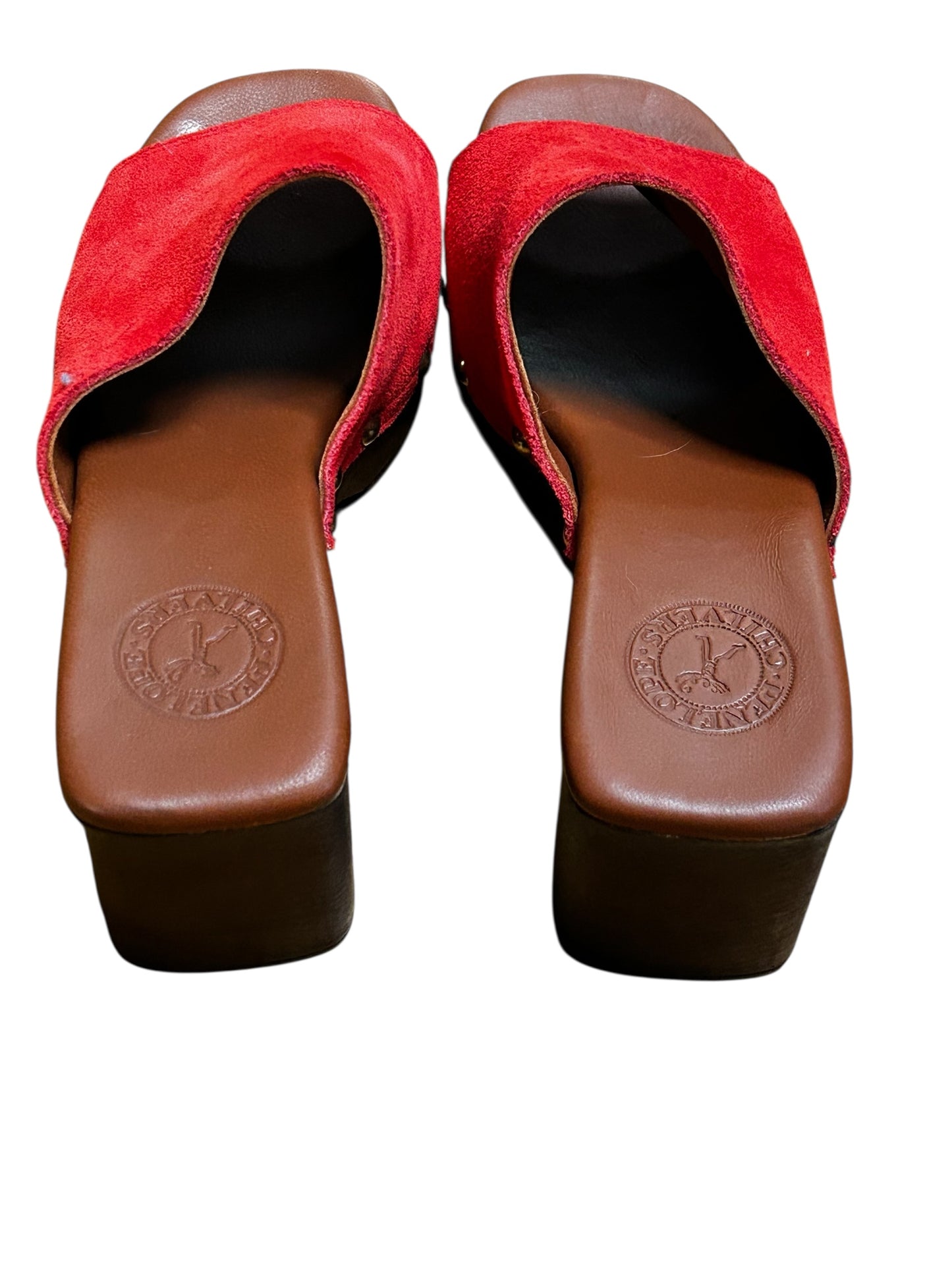 Penelope Chilvers Arusha Suede Mule sandals in red like new