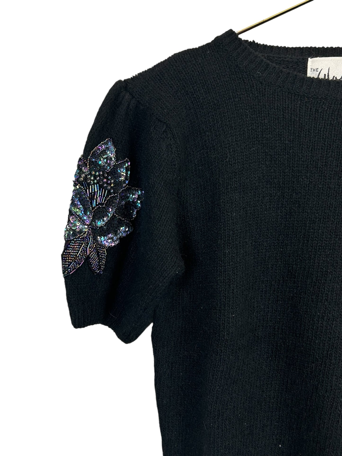 Vintage silk angora sweater with embellished details