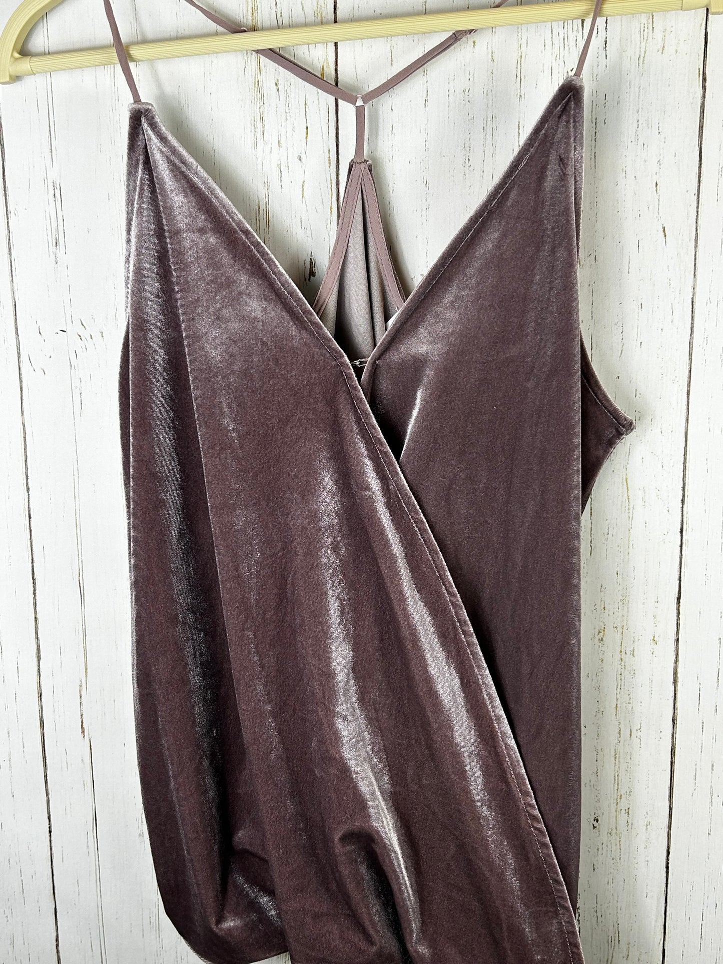 NSR women’s velvet wrap strappy high low cami tank top mauve