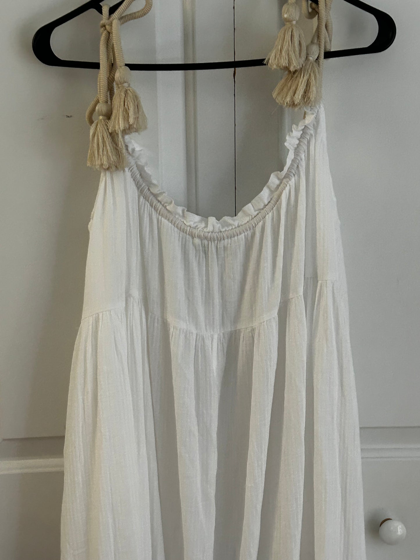 J. Crew NWT Tiered rope-tie sundress- white.