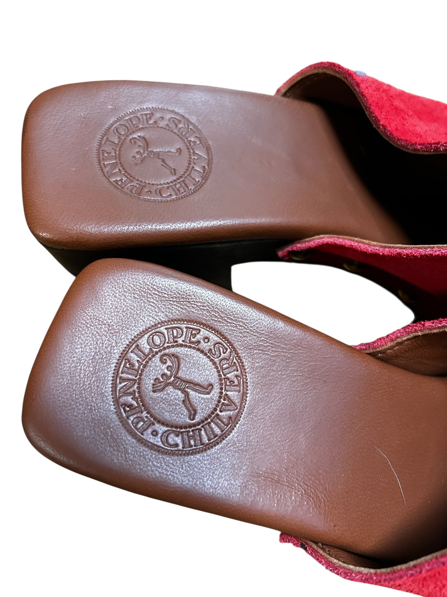 Penelope Chilvers Arusha Suede Mule sandals in red like new