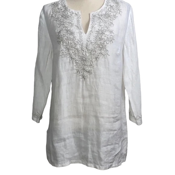 Charter Club Luxury Linen Embroidered Tunic