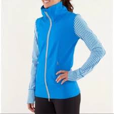 Lululemon Daily Yoga Jacket Beaming Blue / Classic Stripe Polar