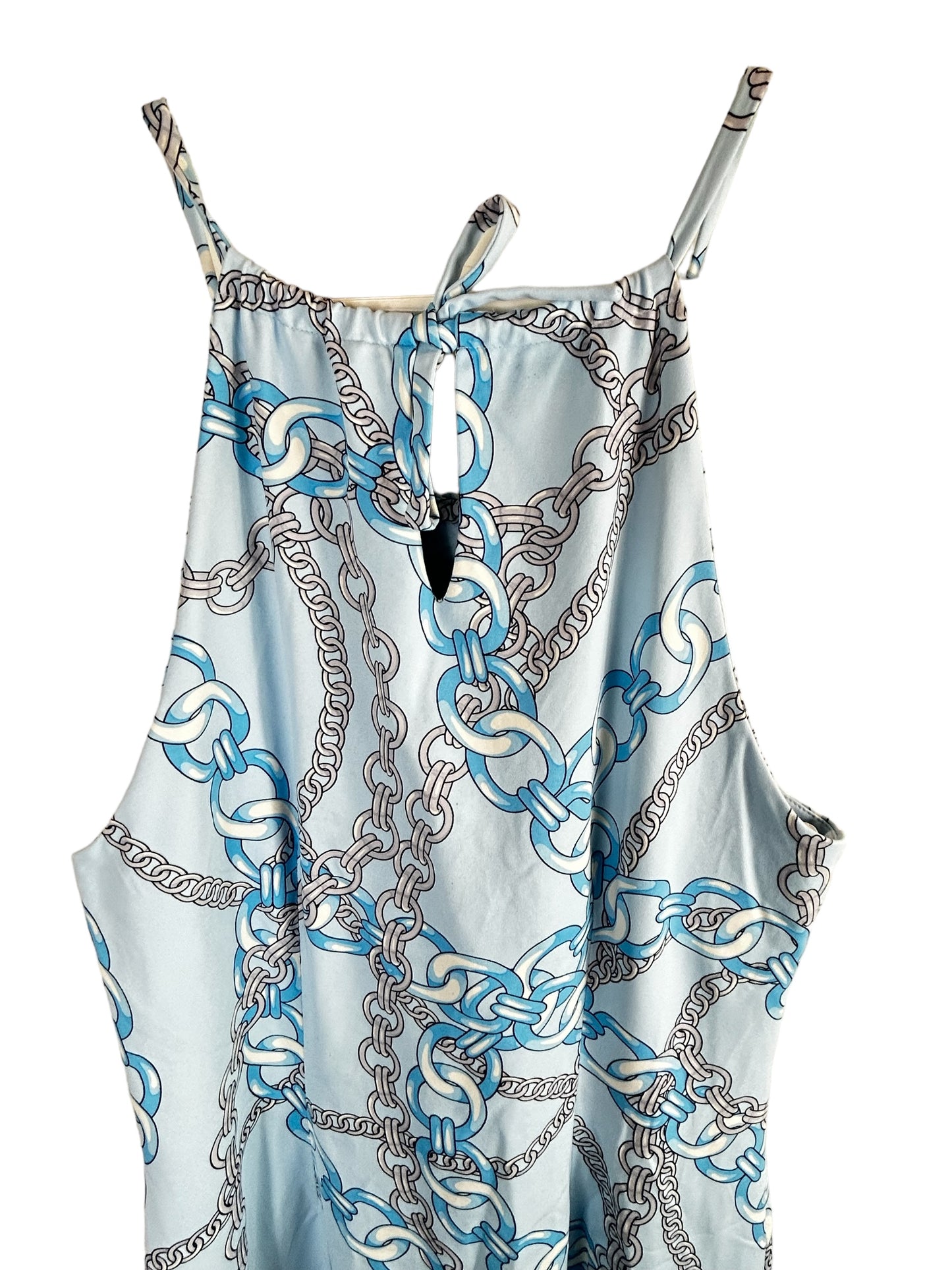 J McLaughlin Maria Halter Dress Light Blue Chain Print Size Small