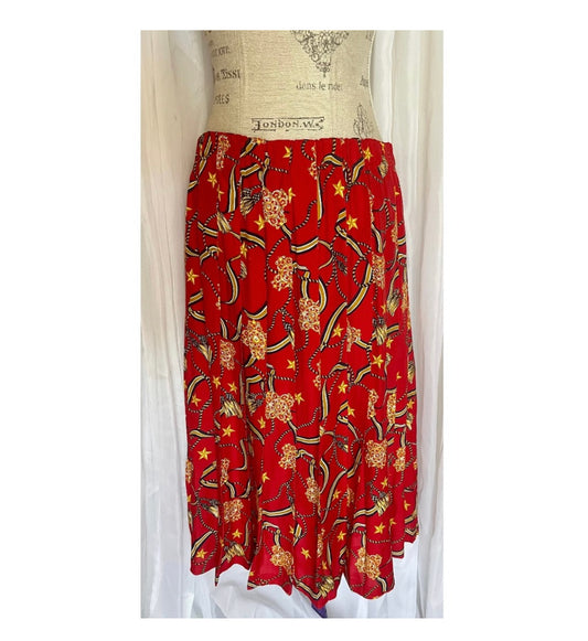 Vintage Marisa Christina Classic Red/Navy/Gold Brocade/Nautical Pleated