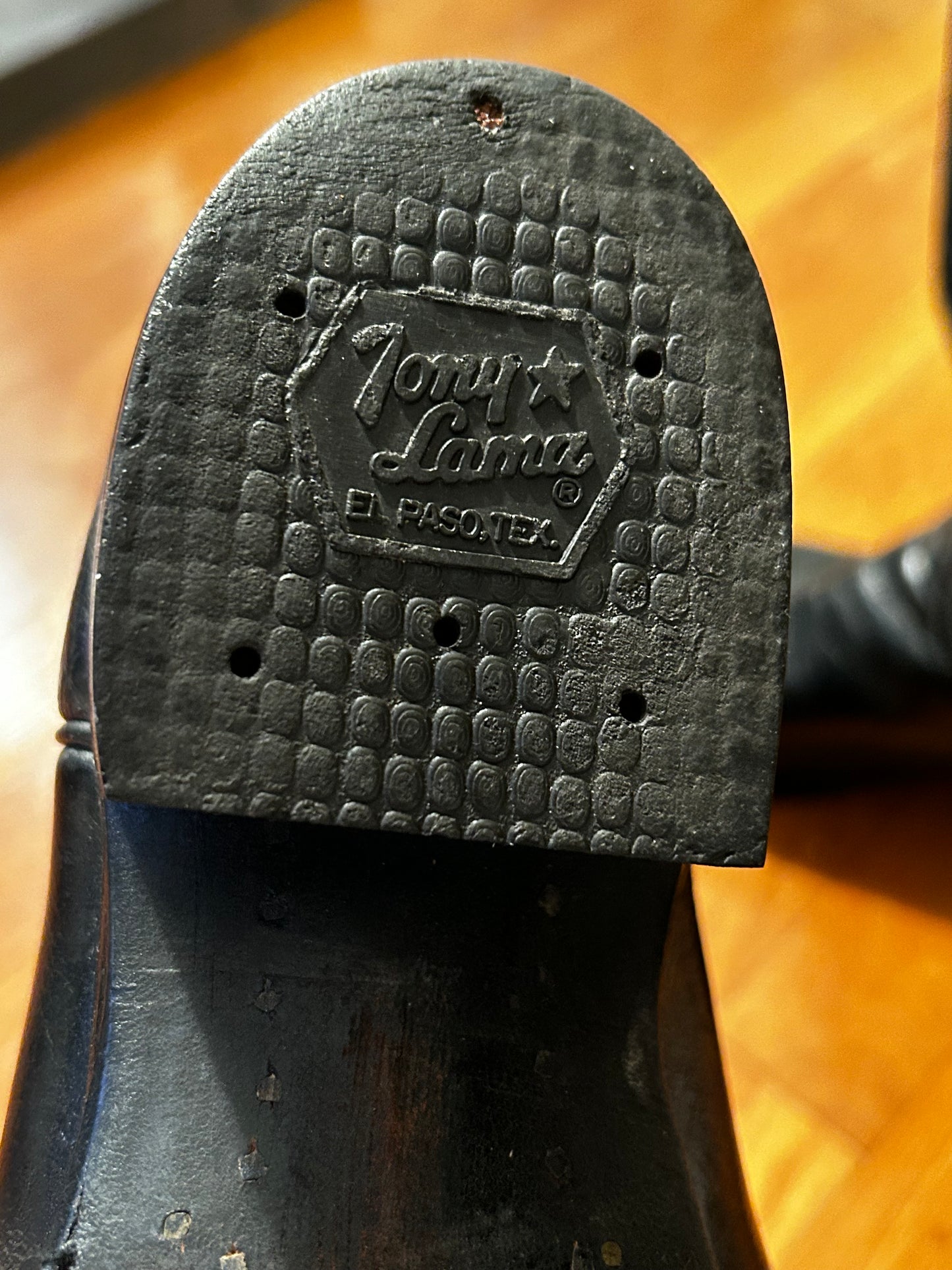 TONY LAMA Men's Black Leather Western Cowboy Embroidered Boots Size 10 1/2  # S2951