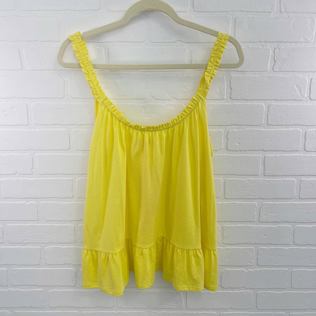 Lilly Pulitzer Scoop Neck Ruffle Strap Swing Flounce Loro Tank Top Yellow Medium