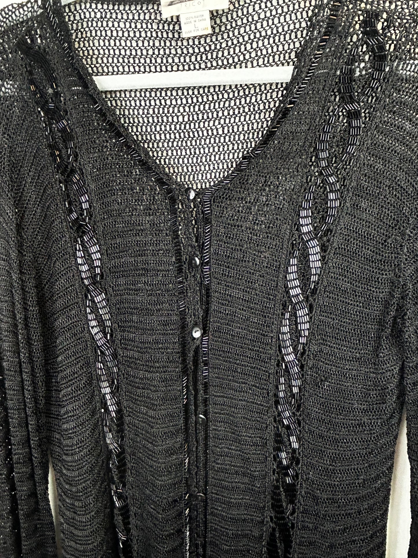 Express Black Dressy Beaded Cardigan L