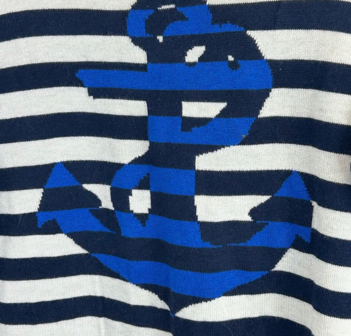 The Limited Striped Anchor Nautical Sweater Wool Blend Size LARGE EUC