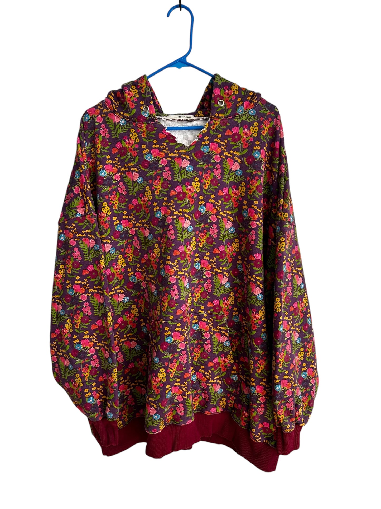 Natural Life Oversized Printed Sweatshirt - Eggplant Floral