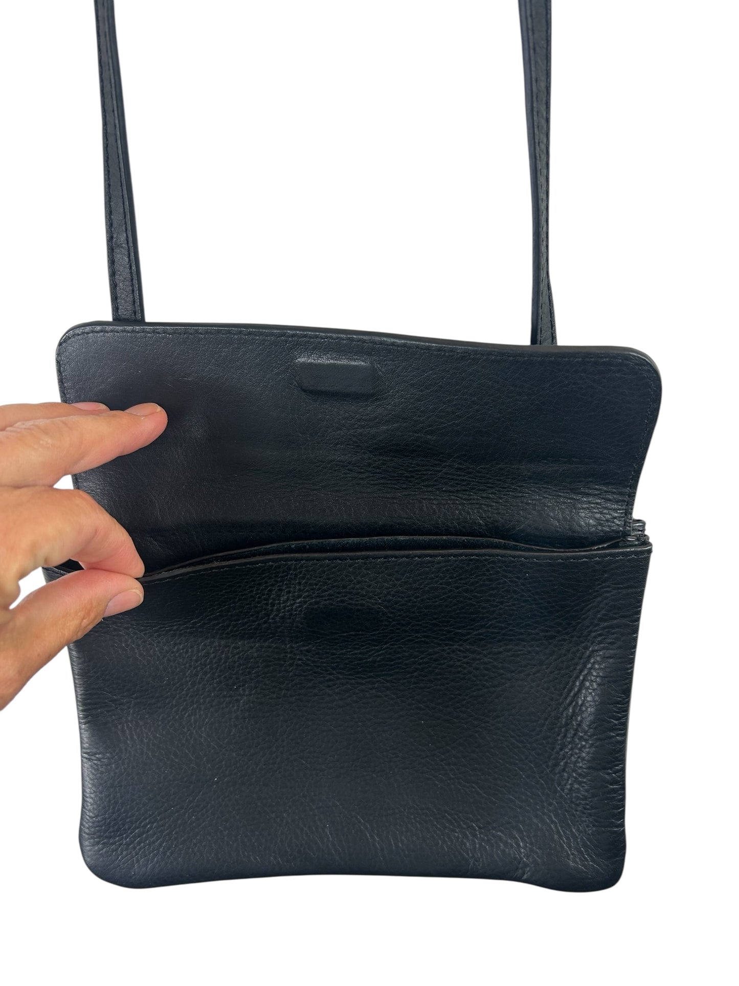 J. Jill Pebbled Leather Crossbody Bag | Black | Adjustable Strap Purse | EUC