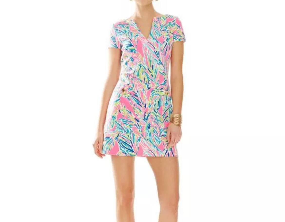 Lilly Pulitzer Layton Shift Dress In Multi Palm Reader Print Size S RETAILS $198