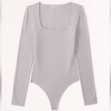 Abercrombie Soft Matte Seamless Long-Sleeve Squareneck Bodysuit