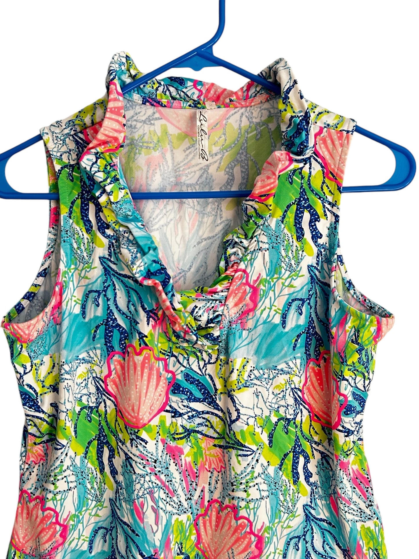 Lulu-B Under the Sea Ruffle Neck Sleeveless Top