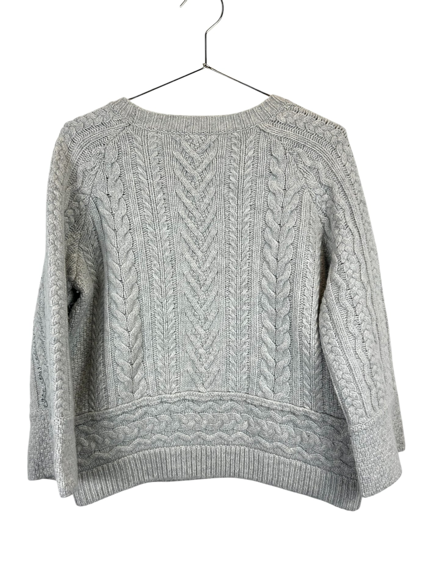 Sundance Touch of Magic Chunky Cable Knit Sweater Lambswool Gray Metallic