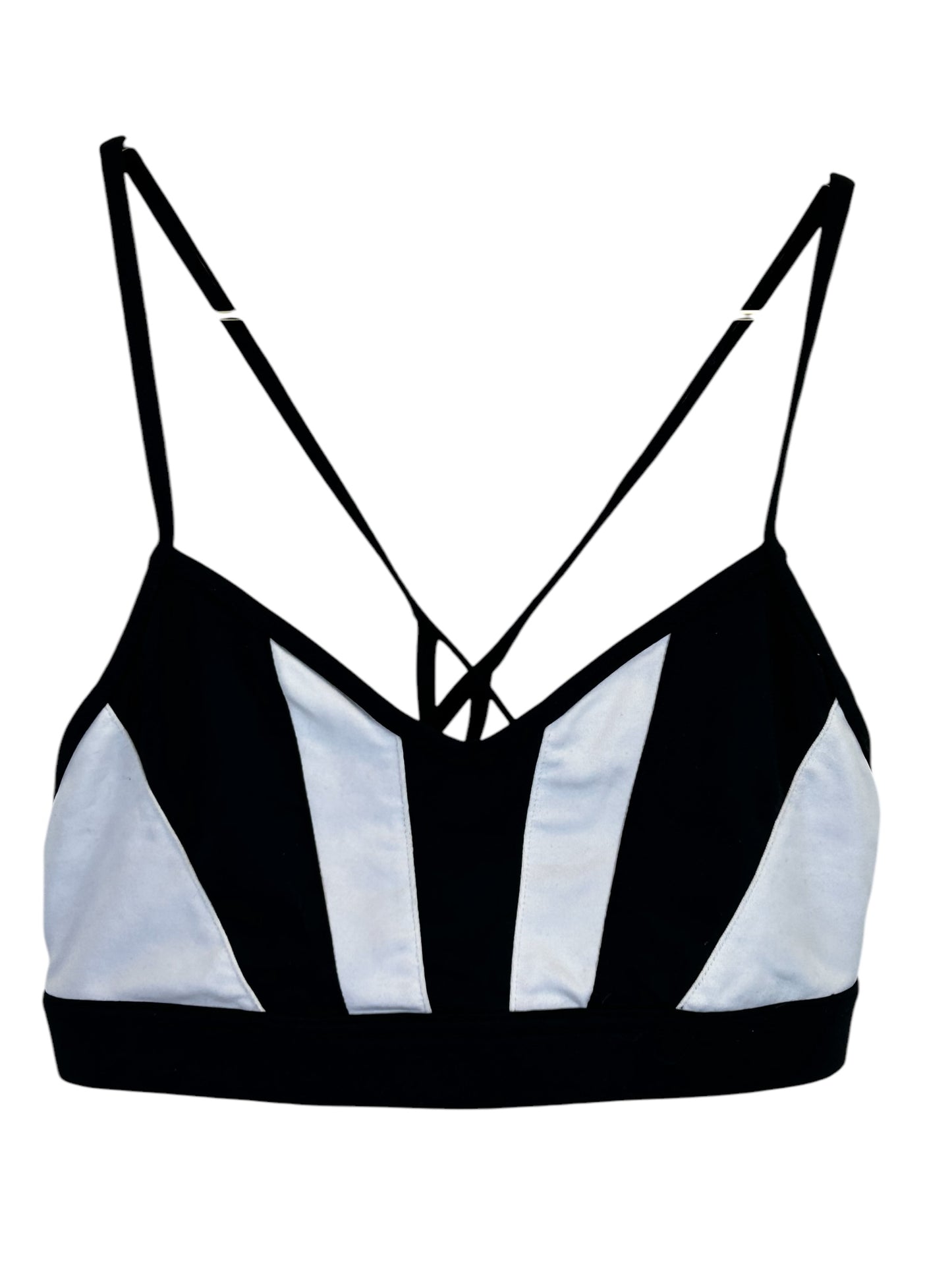 Alo Yoga Radiance Strappy back Sports Bra Black White Lined Women's Size M