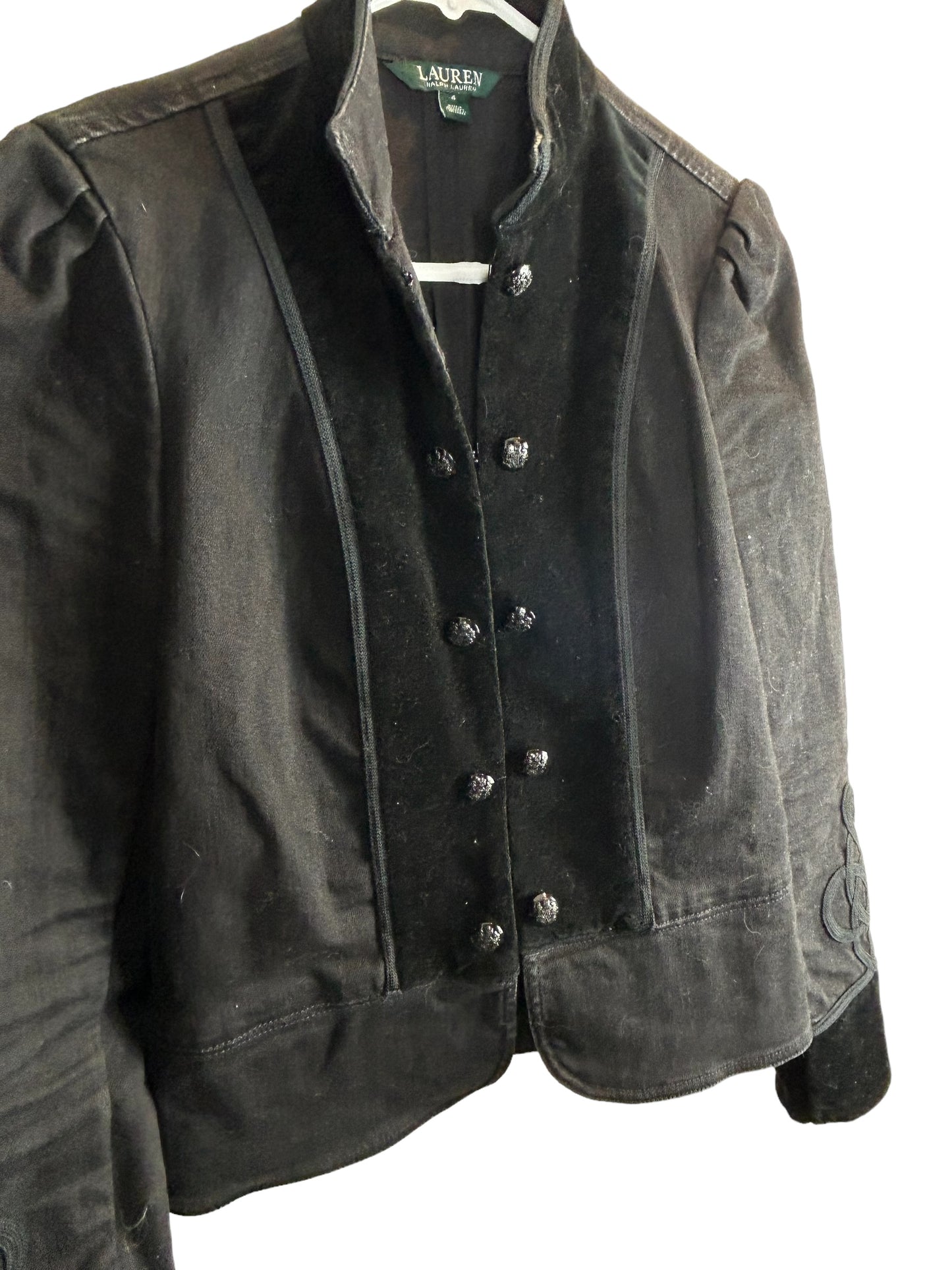 Ralph Lauren Cotton Denim Military Jacket Black Sz 4 retails $195