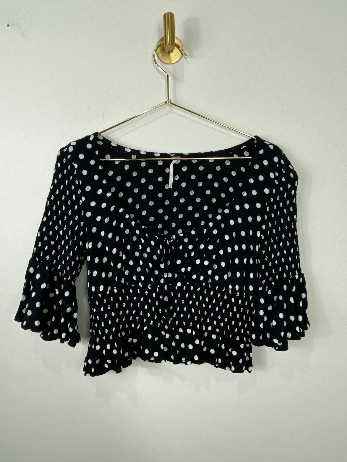 Free People Black and White Polka Dot Top