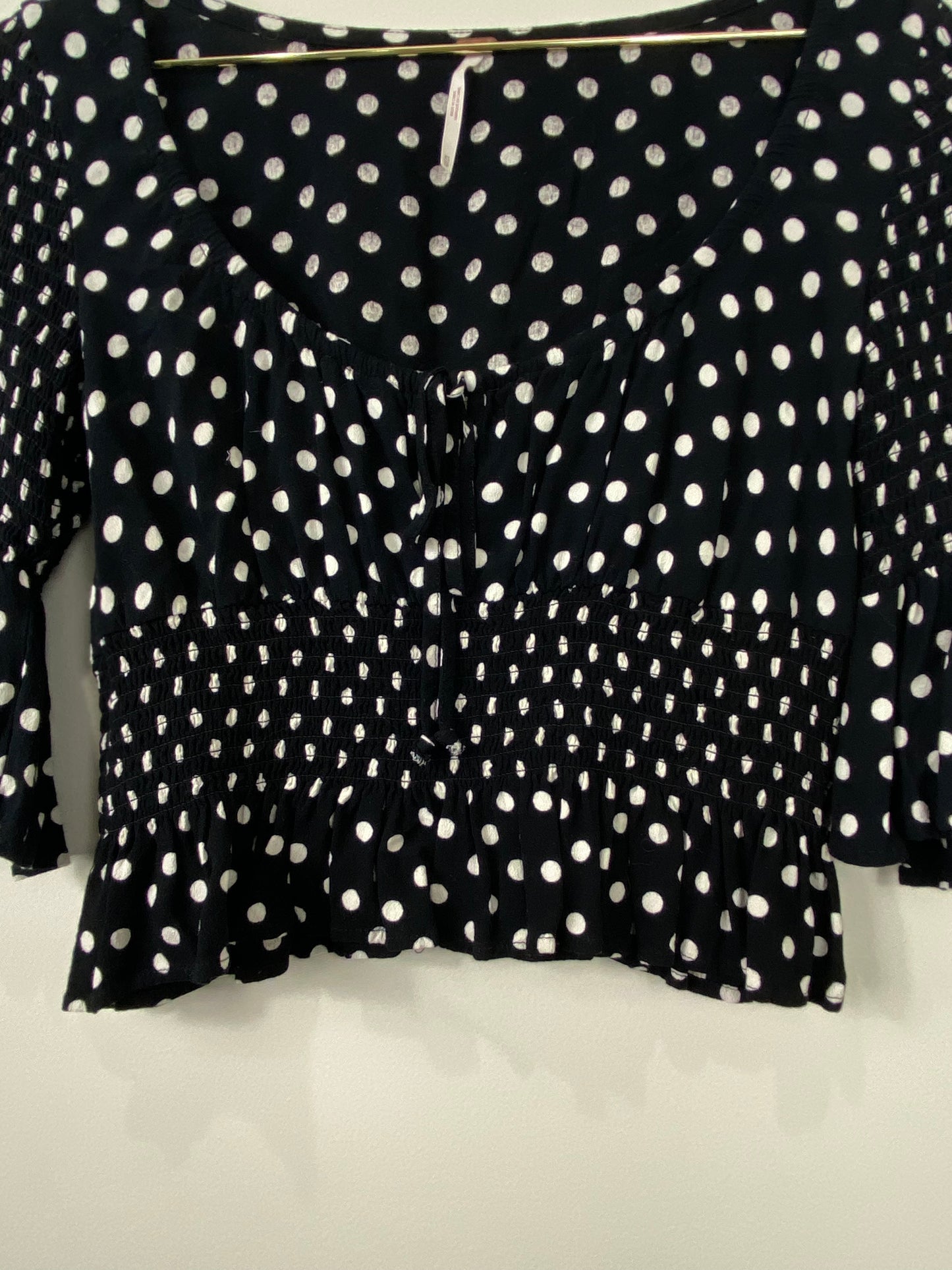 Free People Black and White Polka Dot Top