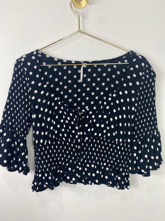 Free People Black and White Polka Dot Top