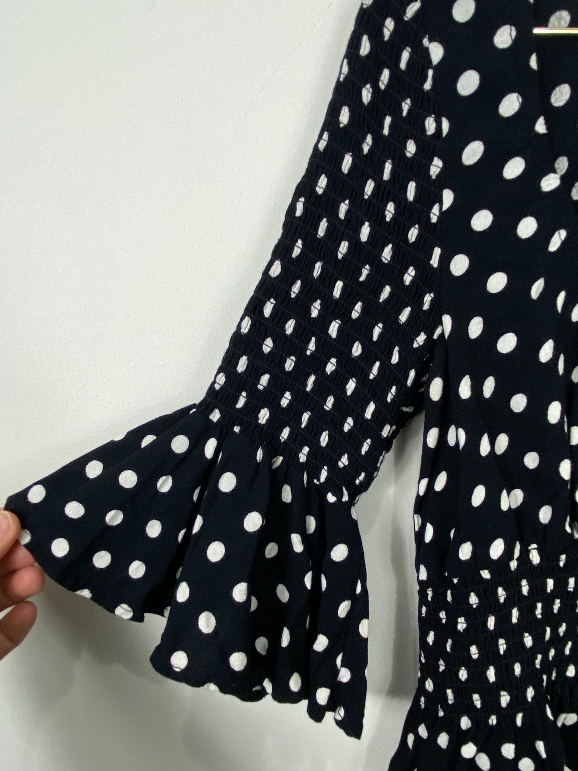 White black polka dot top sales
