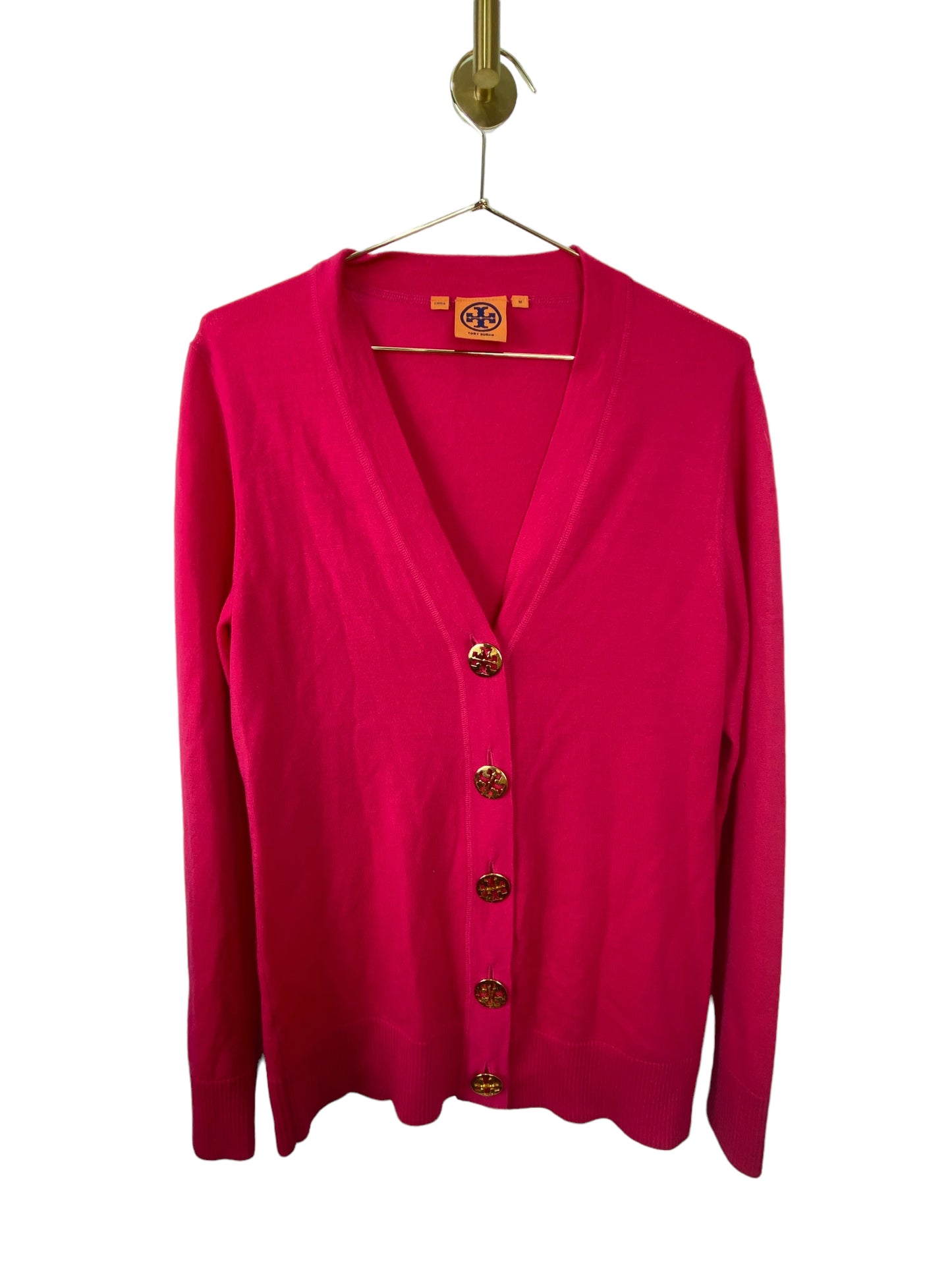 Tory Burch Simone Button Wool Cardigan, Pink (M)